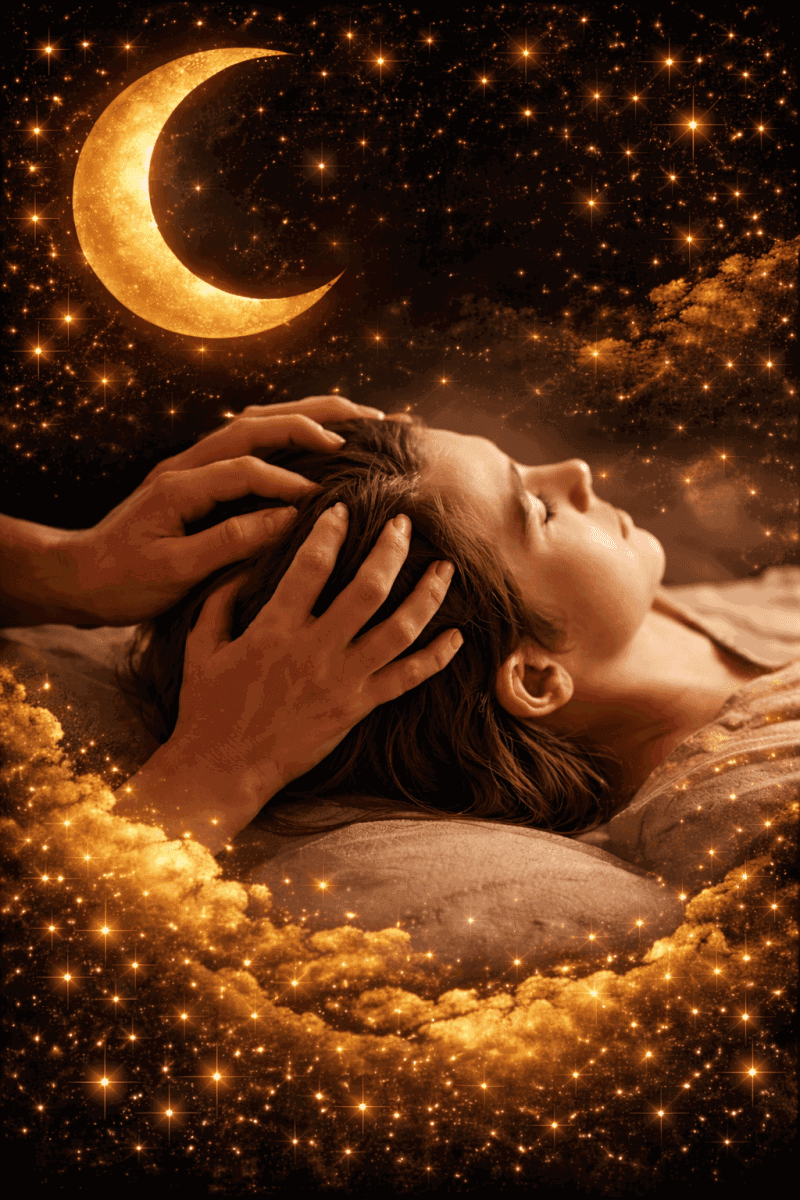 A person receiving a calming therapy session